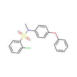 CN(c1ccc(Oc2ccccc2)cc1)S(=O)(=O)c1ccccc1Cl ZINC000586227170