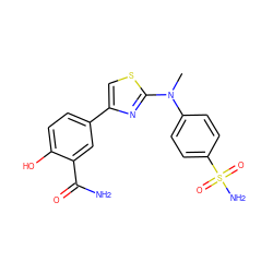 CN(c1ccc(S(N)(=O)=O)cc1)c1nc(-c2ccc(O)c(C(N)=O)c2)cs1 ZINC001772606389
