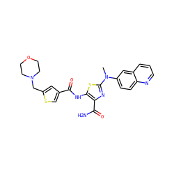 CN(c1ccc2ncccc2c1)c1nc(C(N)=O)c(NC(=O)c2csc(CN3CCOCC3)c2)s1 ZINC000473165003