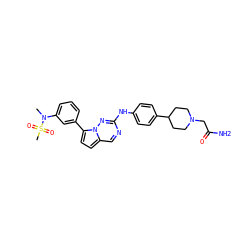 CN(c1cccc(-c2ccc3cnc(Nc4ccc(C5CCN(CC(N)=O)CC5)cc4)nn23)c1)S(C)(=O)=O ZINC000073220041