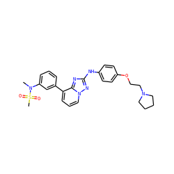 CN(c1cccc(-c2cccn3nc(Nc4ccc(OCCN5CCCC5)cc4)nc23)c1)S(C)(=O)=O ZINC000148203829
