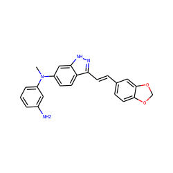 CN(c1cccc(N)c1)c1ccc2c(/C=C/c3ccc4c(c3)OCO4)n[nH]c2c1 ZINC000166691577