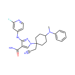 CN(c1ccccc1)C1CCC(CC#N)(n2cc(C(N)=O)c(Nc3ccnc(F)c3)n2)CC1 ZINC000222098393