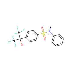 CN(c1ccccc1)S(=O)(=O)c1ccc(C(O)(C(F)(F)F)C(F)(F)F)cc1 ZINC000028571730