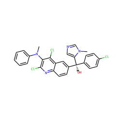 CN(c1ccccc1)c1c(Cl)nc2ccc([C@](O)(c3ccc(Cl)cc3)c3cncn3C)cc2c1Cl ZINC000219711947