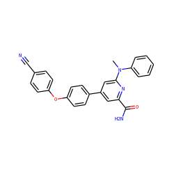 CN(c1ccccc1)c1cc(-c2ccc(Oc3ccc(C#N)cc3)cc2)cc(C(N)=O)n1 ZINC000114592786
