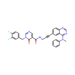 CN(c1ccccc1)c1ncnc2ccc(C#CCNC(=O)c3cncn(Cc4ccc(F)c(F)c4)c3=O)cc12 ZINC000096176305