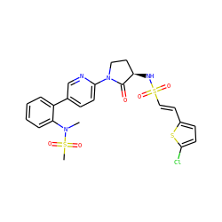 CN(c1ccccc1-c1ccc(N2CC[C@@H](NS(=O)(=O)/C=C/c3ccc(Cl)s3)C2=O)nc1)S(C)(=O)=O ZINC000028979664