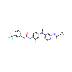 CN(c1ccnc(NC(=O)C2CC2)c1)c1ccc(NC(=O)Nc2cccc(C(F)(F)F)c2)c(F)c1 ZINC001772602131