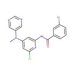 CN(c1cncnc1)c1cc(Cl)nc(NC(=O)c2cccc(Br)c2)c1 ZINC000096175680