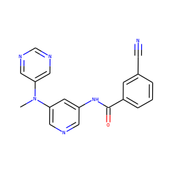 CN(c1cncnc1)c1cncc(NC(=O)c2cccc(C#N)c2)c1 ZINC000096175685