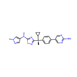 CN(c1cnn(C)c1)c1nc([C@@](C)(c2ccc(-c3cnc(N)nc3)cc2)C2CC2)no1 ZINC001772606398