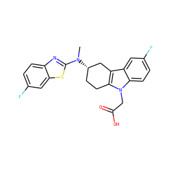 CN(c1nc2ccc(F)cc2s1)[C@H]1CCc2c(c3cc(F)ccc3n2CC(=O)O)C1 ZINC000072317222