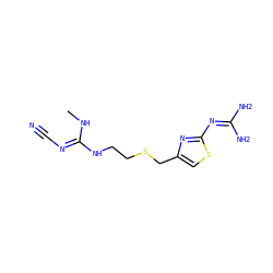 CN/C(=N\C#N)NCCSCc1csc(N=C(N)N)n1 ZINC000018193448