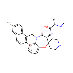 CN[C@@H](C)C(=O)N[C@@H]1C(=O)N(Cc2c(OC)ccc3cc(Br)ccc23)c2ccccc2OC12CCNCC2 ZINC001772645275