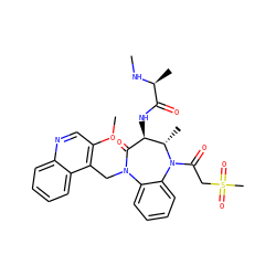 CN[C@@H](C)C(=O)N[C@@H]1C(=O)N(Cc2c(OC)cnc3ccccc23)c2ccccc2N(C(=O)CS(C)(=O)=O)[C@H]1C ZINC000210481147