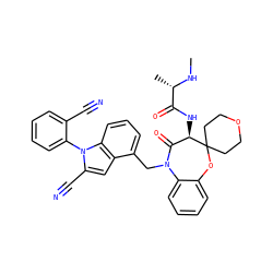 CN[C@@H](C)C(=O)N[C@@H]1C(=O)N(Cc2cccc3c2cc(C#N)n3-c2ccccc2C#N)c2ccccc2OC12CCOCC2 ZINC000220131454