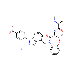 CN[C@@H](C)C(=O)N[C@@H]1C(=O)N(Cc2cccc3c2cnn3-c2ccc(C(=O)O)cc2C#N)c2ccccc2O[C@H]1C ZINC000220134597