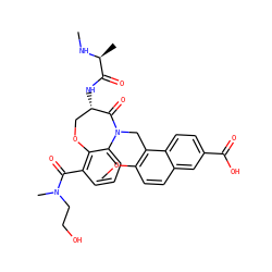 CN[C@@H](C)C(=O)N[C@H]1COc2c(C(=O)N(C)CCO)cccc2N(Cc2c(OC)ccc3cc(C(=O)O)ccc23)C1=O ZINC000208240613