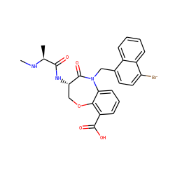 CN[C@@H](C)C(=O)N[C@H]1COc2c(C(=O)O)cccc2N(Cc2ccc(Br)c3ccccc23)C1=O ZINC000208251550