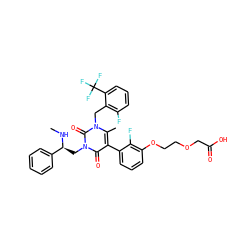 CN[C@@H](Cn1c(=O)c(-c2cccc(OCCOCC(=O)O)c2F)c(C)n(Cc2c(F)cccc2C(F)(F)F)c1=O)c1ccccc1 ZINC000049898238