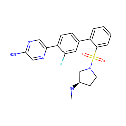 CN[C@@H]1CCN(S(=O)(=O)c2ccccc2-c2ccc(-c3cnc(N)cn3)c(F)c2)C1 ZINC000212172939