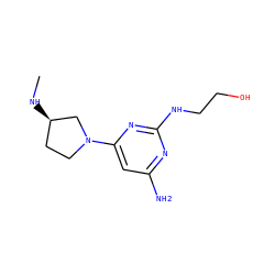 CN[C@@H]1CCN(c2cc(N)nc(NCCO)n2)C1 ZINC000071418530