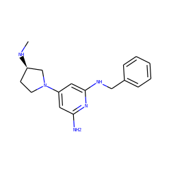 CN[C@@H]1CCN(c2cc(N)nc(NCc3ccccc3)c2)C1 ZINC000071340469