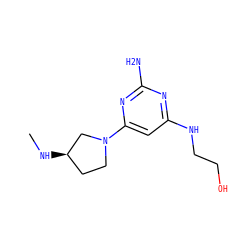 CN[C@@H]1CCN(c2cc(NCCO)nc(N)n2)C1 ZINC000071405088