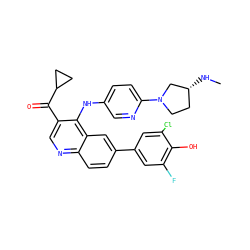 CN[C@@H]1CCN(c2ccc(Nc3c(C(=O)C4CC4)cnc4ccc(-c5cc(F)c(O)c(Cl)c5)cc34)cn2)C1 ZINC000114039436