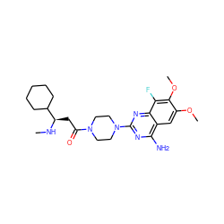 CN[C@H](CC(=O)N1CCN(c2nc(N)c3cc(OC)c(OC)c(F)c3n2)CC1)C1CCCCC1 ZINC000210878931
