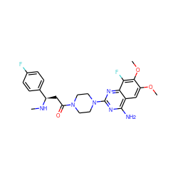 CN[C@H](CC(=O)N1CCN(c2nc(N)c3cc(OC)c(OC)c(F)c3n2)CC1)c1ccc(F)cc1 ZINC001772653725