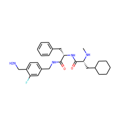 CN[C@H](CC1CCCCC1)C(=O)N[C@@H](Cc1ccccc1)C(=O)NCc1ccc(CN)c(F)c1 ZINC000206325716