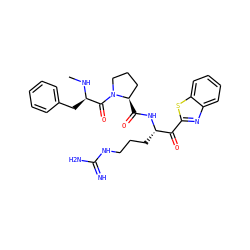 CN[C@H](Cc1ccccc1)C(=O)N1CCC[C@H]1C(=O)N[C@@H](CCCNC(=N)N)C(=O)c1nc2ccccc2s1 ZINC000003831641