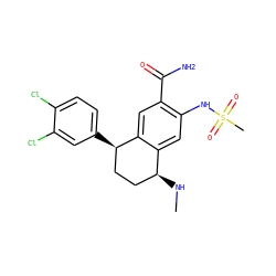 CN[C@H]1CC[C@@H](c2ccc(Cl)c(Cl)c2)c2cc(C(N)=O)c(NS(C)(=O)=O)cc21 ZINC000003924214