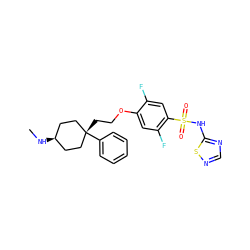 CN[C@H]1CC[C@](CCOc2cc(F)c(S(=O)(=O)Nc3ncns3)cc2F)(c2ccccc2)CC1 ZINC001772588605