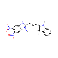 CN1/C(=C/C=C/c2n(C)c3cc([N+](=O)[O-])c([N+](=O)[O-])cc3[n+]2C)C(C)(C)c2ccccc21 ZINC000006134685