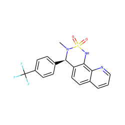 CN1[C@H](c2ccc(C(F)(F)F)cc2)c2ccc3cccnc3c2NS1(=O)=O ZINC000201626805