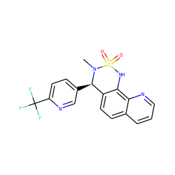 CN1[C@H](c2ccc(C(F)(F)F)nc2)c2ccc3cccnc3c2NS1(=O)=O ZINC000201626877