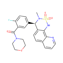CN1[C@H](c2ccc(F)c(C(=O)N3CCOCC3)c2)c2ccc3cccnc3c2NS1(=O)=O ZINC000201626949