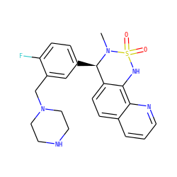 CN1[C@H](c2ccc(F)c(CN3CCNCC3)c2)c2ccc3cccnc3c2NS1(=O)=O ZINC000205634492