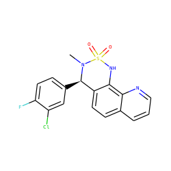 CN1[C@H](c2ccc(F)c(Cl)c2)c2ccc3cccnc3c2NS1(=O)=O ZINC000205624411