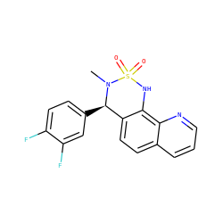 CN1[C@H](c2ccc(F)c(F)c2)c2ccc3cccnc3c2NS1(=O)=O ZINC000201590763