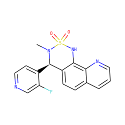 CN1[C@H](c2ccncc2F)c2ccc3cccnc3c2NS1(=O)=O ZINC000205637213