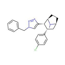 CN1[C@H]2CC[C@@H]1[C@@H](c1cn(Cc3ccccc3)nn1)[C@@H](c1ccc(Cl)cc1)C2 ZINC000040431010