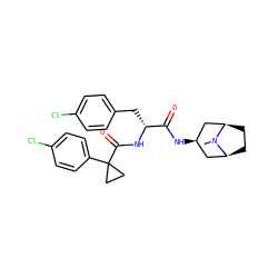 CN1[C@H]2CC[C@@H]1C[C@H](NC(=O)[C@@H](Cc1ccc(Cl)cc1)NC(=O)C1(c3ccc(Cl)cc3)CC1)C2 ZINC000101641446