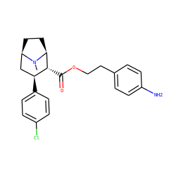 CN1[C@H]2CC[C@@H]1C[C@H](c1ccc(Cl)cc1)[C@H]2C(=O)OCCc1ccc(N)cc1 ZINC000036177123