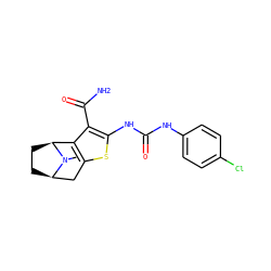 CN1[C@H]2CC[C@@H]1Cc1sc(NC(=O)Nc3ccc(Cl)cc3)c(C(N)=O)c12 ZINC001772607682