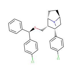 CN1[C@H]2CC[C@H]1[C@@H](CO[C@H](c1ccccc1)c1ccc(Cl)cc1)[C@@H](c1ccc(Cl)cc1)C2 ZINC000299811844