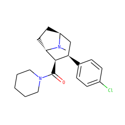 CN1[C@H]2CC[C@H]1[C@H](C(=O)N1CCCCC1)[C@H](c1ccc(Cl)cc1)C2 ZINC000253690330